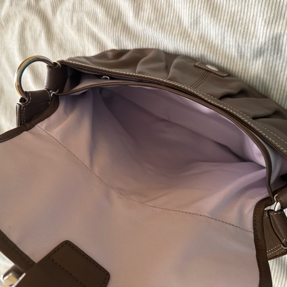 Coach Pleated Brown Leather Shoulder Buckle Bag - Picture 4 of 15
